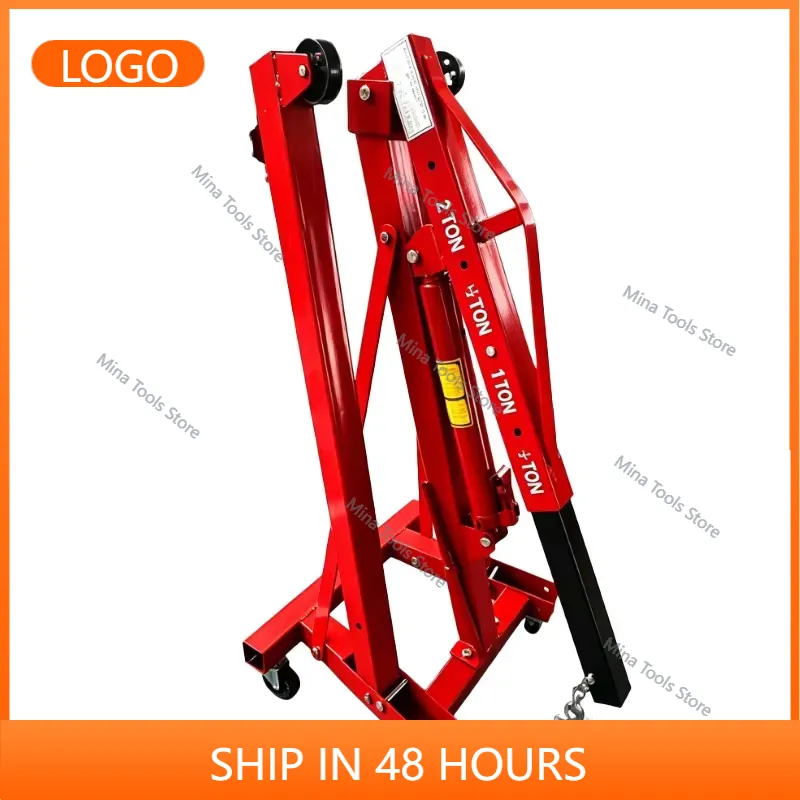 Car Lift - 2トン折りたたみ式油圧エンジンクレーン。2Tの車載エンジンリフター。自動車修理・メンテナンス用の作業場・ガレージ用リフティング機器。