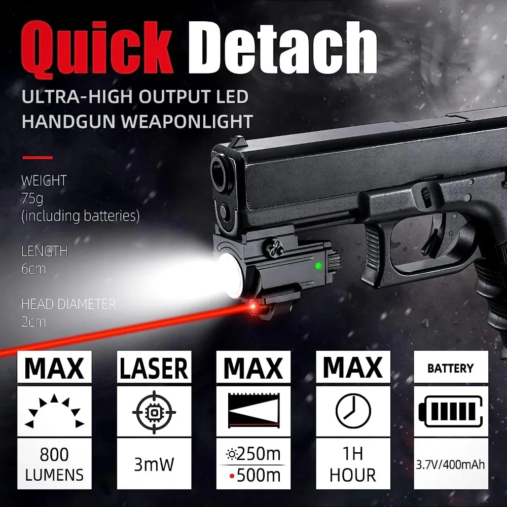800 ルーメン戦術 LED 懐中電灯コンボグリーン/レッド - Timing Light Gun のレビューと価格