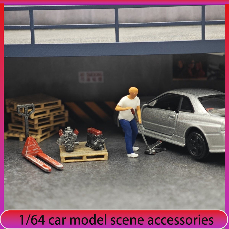 1:64 車模型修理工場シーン装飾、ジャッキ、ミニフィギュア - Car Jack のレビューと価格