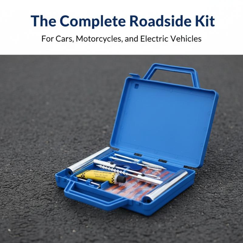 車用タイヤ修理キット、頑丈な緊急パンク修理ツールセット、収納 - Car Repair Tools のレビューと価格