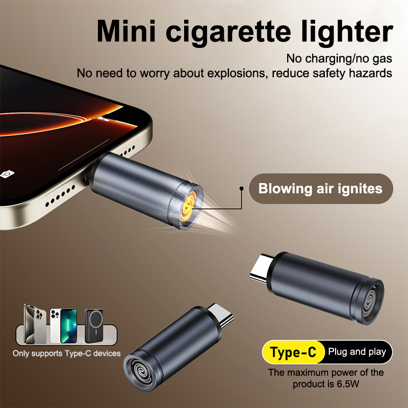 ポータブルタイプCミニライター、吹き付け点火、炎や電池不要、 - Spark Plug のレビューと価格