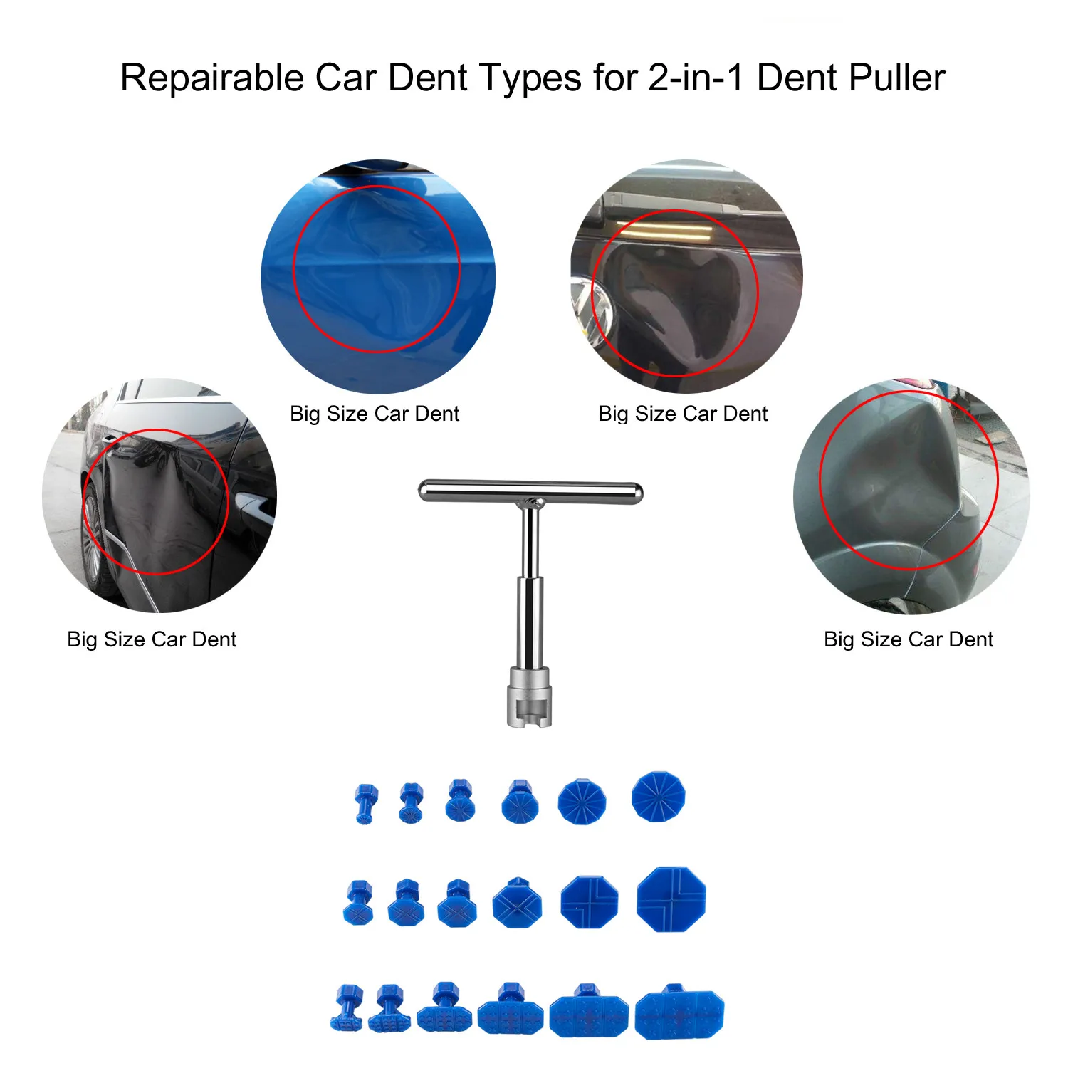 車のへこみ修理用プーラー、18個のプラスチック製接着タブ付き - Car Repair Tools のレビューと価格